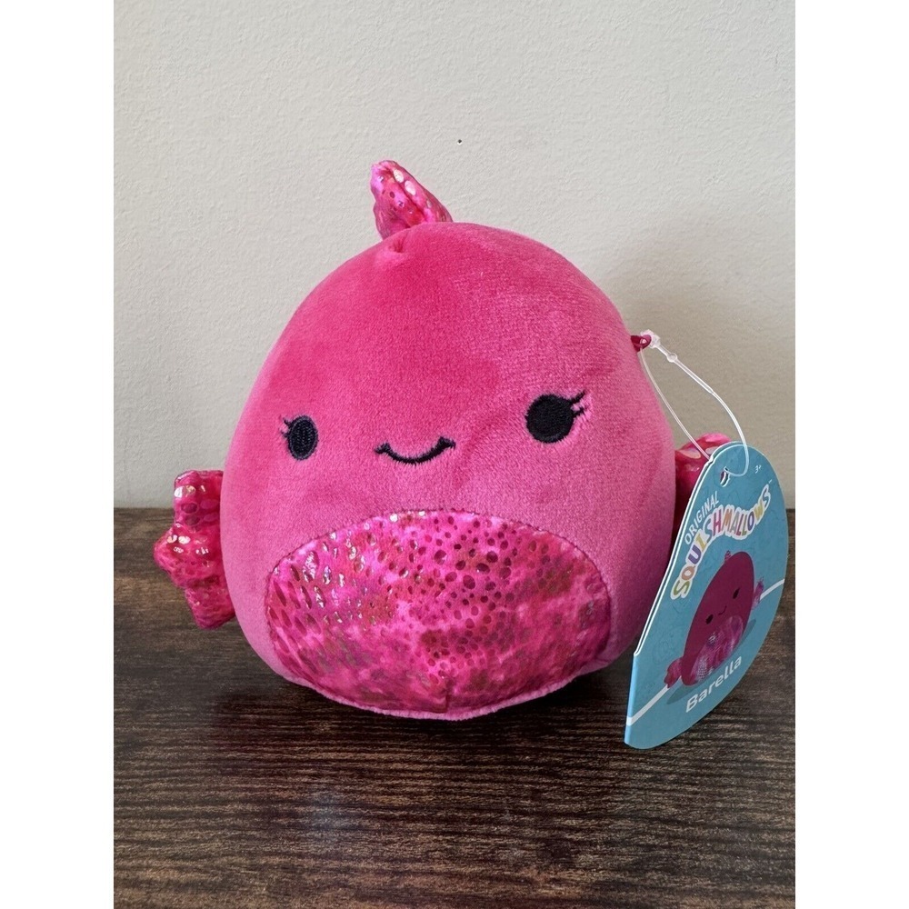 Squishmallows Barella the Betta Fish Red Raspberry 5" Sparkle Plush NWT